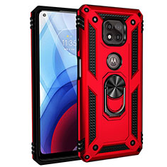 Funda Bumper Silicona y Plastico Mate Carcasa con Magnetico Anillo de dedo Soporte S02 para Motorola Moto G Power (2021) Rojo