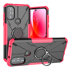 Funda Bumper Silicona y Plastico Mate Carcasa con Magnetico Anillo de dedo Soporte S02 para Motorola Moto G Power (2022) Rosa Roja