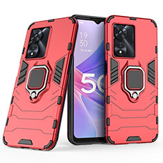 Funda Bumper Silicona y Plastico Mate Carcasa con Magnetico Anillo de dedo Soporte S02 para Oppo A1 Pro 5G Rojo