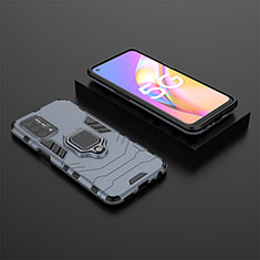 Funda Bumper Silicona y Plastico Mate Carcasa con Magnetico Anillo de dedo Soporte S02 para Oppo A74 5G Azul