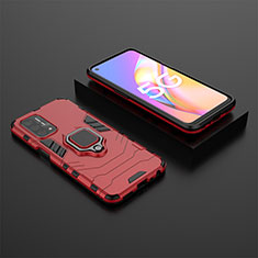 Funda Bumper Silicona y Plastico Mate Carcasa con Magnetico Anillo de dedo Soporte S02 para Oppo A93 5G Rojo