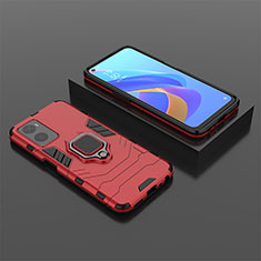 Funda Bumper Silicona y Plastico Mate Carcasa con Magnetico Anillo de dedo Soporte S02 para Oppo A96 4G Rojo