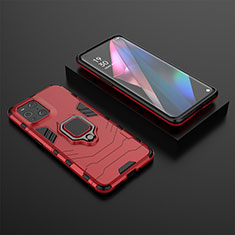 Funda Bumper Silicona y Plastico Mate Carcasa con Magnetico Anillo de dedo Soporte S02 para Oppo Find X3 5G Rojo