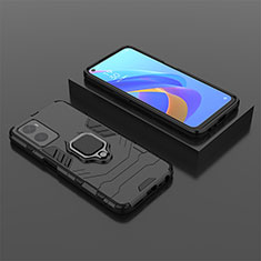 Funda Bumper Silicona y Plastico Mate Carcasa con Magnetico Anillo de dedo Soporte S02 para Oppo K10 4G Negro