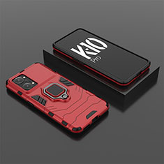 Funda Bumper Silicona y Plastico Mate Carcasa con Magnetico Anillo de dedo Soporte S02 para Oppo K10 Pro 5G Rojo