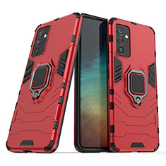 Funda Bumper Silicona y Plastico Mate Carcasa con Magnetico Anillo de dedo Soporte S02 para Samsung Galaxy A05s Rojo