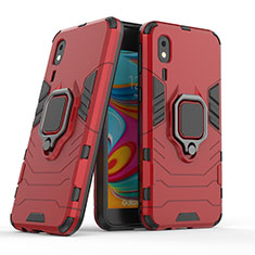 Funda Bumper Silicona y Plastico Mate Carcasa con Magnetico Anillo de dedo Soporte S02 para Samsung Galaxy A2 Core A260F A260G Rojo