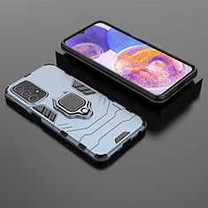 Funda Bumper Silicona y Plastico Mate Carcasa con Magnetico Anillo de dedo Soporte S02 para Samsung Galaxy A23 4G Azul