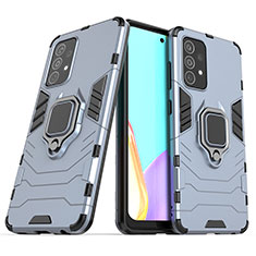 Funda Bumper Silicona y Plastico Mate Carcasa con Magnetico Anillo de dedo Soporte S02 para Samsung Galaxy A52 4G Azul