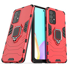 Funda Bumper Silicona y Plastico Mate Carcasa con Magnetico Anillo de dedo Soporte S02 para Samsung Galaxy A52 4G Rojo