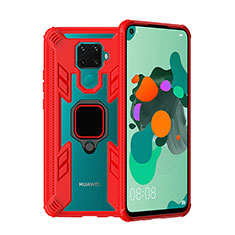 Funda Bumper Silicona y Plastico Mate Carcasa con Magnetico Anillo de dedo Soporte S03 para Huawei Nova 5i Pro Rojo