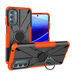 Funda Bumper Silicona y Plastico Mate Carcasa con Magnetico Anillo de dedo Soporte S03 para Motorola Moto G Stylus (2022) 4G Naranja