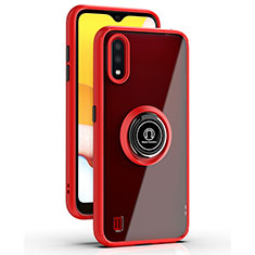 Funda Bumper Silicona y Plastico Mate Carcasa con Magnetico Anillo de dedo Soporte S03 para Samsung Galaxy A01 SM-A015 Rojo