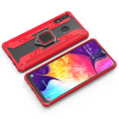 Funda Bumper Silicona y Plastico Mate Carcasa con Magnetico Anillo de dedo Soporte S03 para Samsung Galaxy A20 Rojo