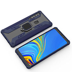 Funda Bumper Silicona y Plastico Mate Carcasa con Magnetico Anillo de dedo Soporte S03 para Samsung Galaxy A9 (2018) A920 Azul