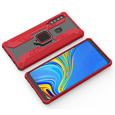 Funda Bumper Silicona y Plastico Mate Carcasa con Magnetico Anillo de dedo Soporte S03 para Samsung Galaxy A9 (2018) A920 Rojo