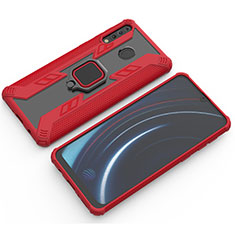 Funda Bumper Silicona y Plastico Mate Carcasa con Magnetico Anillo de dedo Soporte S03 para Samsung Galaxy M30 Rojo