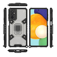 Funda Bumper Silicona y Plastico Mate Carcasa con Magnetico Anillo de dedo Soporte S03 para Samsung Galaxy M52 5G Negro