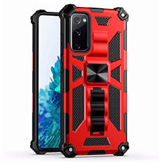 Funda Bumper Silicona y Plastico Mate Carcasa con Magnetico Anillo de dedo Soporte S03 para Samsung Galaxy S20 FE ((2022)) 5G Rojo