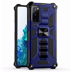 Funda Bumper Silicona y Plastico Mate Carcasa con Magnetico Anillo de dedo Soporte S03 para Samsung Galaxy S20 FE 4G Azul