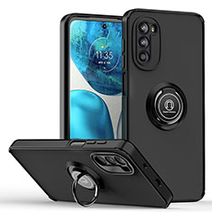 Funda Bumper Silicona y Plastico Mate Carcasa con Magnetico Anillo de dedo Soporte S04 para Motorola Moto Edge (2022) 5G Negro