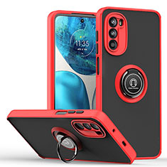 Funda Bumper Silicona y Plastico Mate Carcasa con Magnetico Anillo de dedo Soporte S04 para Motorola Moto Edge (2022) 5G Rojo