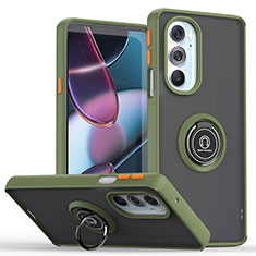 Funda Bumper Silicona y Plastico Mate Carcasa con Magnetico Anillo de dedo Soporte S04 para Motorola Moto Edge 30 Pro 5G Verde