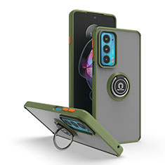 Funda Bumper Silicona y Plastico Mate Carcasa con Magnetico Anillo de dedo Soporte S04 para Motorola Moto Edge Lite 5G Verde