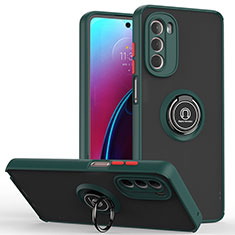 Funda Bumper Silicona y Plastico Mate Carcasa con Magnetico Anillo de dedo Soporte S04 para Motorola Moto G Stylus (2022) 4G Verde Noche