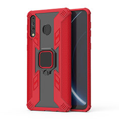 Funda Bumper Silicona y Plastico Mate Carcasa con Magnetico Anillo de dedo Soporte S04 para Samsung Galaxy A40s Rojo