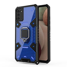 Funda Bumper Silicona y Plastico Mate Carcasa con Magnetico Anillo de dedo Soporte S04 para Samsung Galaxy F02S SM-E025F Azul