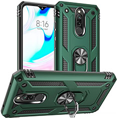 Funda Bumper Silicona y Plastico Mate Carcasa con Magnetico Anillo de dedo Soporte S04 para Xiaomi Redmi 8 Verde