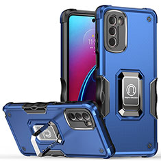 Funda Bumper Silicona y Plastico Mate Carcasa con Magnetico Anillo de dedo Soporte S05 para Motorola Moto G Stylus (2022) 4G Azul