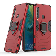 Funda Bumper Silicona y Plastico Mate Carcasa con Magnetico Anillo de dedo Soporte S06 para Samsung Galaxy A9 (2018) A920 Rojo