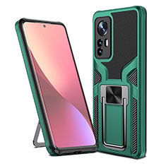 Funda Bumper Silicona y Plastico Mate Carcasa con Magnetico Anillo de dedo Soporte S06 para Xiaomi Mi 12X 5G Verde