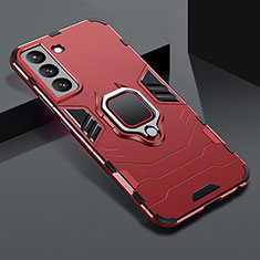 Funda Bumper Silicona y Plastico Mate Carcasa con Magnetico Anillo de dedo Soporte S08 para Samsung Galaxy S23 Plus 5G Rojo