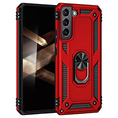 Funda Bumper Silicona y Plastico Mate Carcasa con Magnetico Anillo de dedo Soporte T02 para Samsung Galaxy S25 Plus 5G Rojo