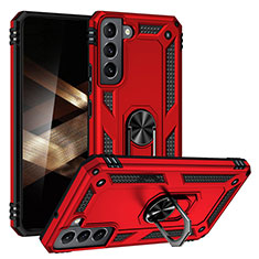 Funda Bumper Silicona y Plastico Mate Carcasa con Magnetico Anillo de dedo Soporte T03 para Samsung Galaxy S24 5G Rojo