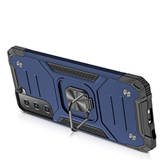 Funda Bumper Silicona y Plastico Mate Carcasa con Magnetico Anillo de dedo Soporte T05 para Samsung Galaxy S21 FE 5G Azul