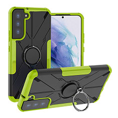 Funda Bumper Silicona y Plastico Mate Carcasa con Magnetico Anillo de dedo Soporte T08 para Samsung Galaxy S21 5G Verde