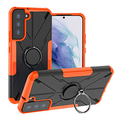 Funda Bumper Silicona y Plastico Mate Carcasa con Magnetico Anillo de dedo Soporte T08 para Samsung Galaxy S23 Plus 5G Naranja