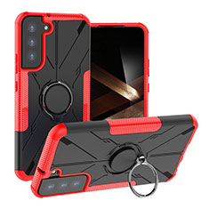 Funda Bumper Silicona y Plastico Mate Carcasa con Magnetico Anillo de dedo Soporte T08 para Samsung Galaxy S24 5G Rojo