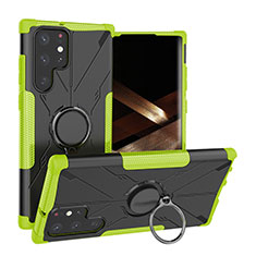 Funda Bumper Silicona y Plastico Mate Carcasa con Magnetico Anillo de dedo Soporte T08 para Samsung Galaxy S24 Ultra 5G Verde