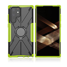 Funda Bumper Silicona y Plastico Mate Carcasa con Magnetico Anillo de dedo Soporte T09 para Samsung Galaxy S24 Ultra 5G Verde