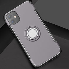 Funda Bumper Silicona y Plastico Mate Carcasa con Magnetico Anillo de dedo Soporte Y01 para Apple iPhone 11 Gris