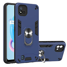 Funda Bumper Silicona y Plastico Mate Carcasa con Magnetico Anillo de dedo Soporte Y01B para Realme C11 (2021) Azul