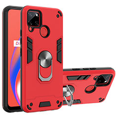 Funda Bumper Silicona y Plastico Mate Carcasa con Magnetico Anillo de dedo Soporte Y01B para Realme C12 Rojo