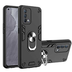 Funda Bumper Silicona y Plastico Mate Carcasa con Magnetico Anillo de dedo Soporte Y01B para Realme GT Master 5G Negro