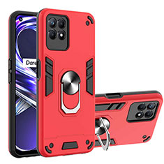 Funda Bumper Silicona y Plastico Mate Carcasa con Magnetico Anillo de dedo Soporte Y01B para Realme Narzo 50 4G Rojo