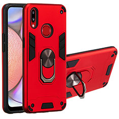 Funda Bumper Silicona y Plastico Mate Carcasa con Magnetico Anillo de dedo Soporte Y01B para Samsung Galaxy A10s Rojo